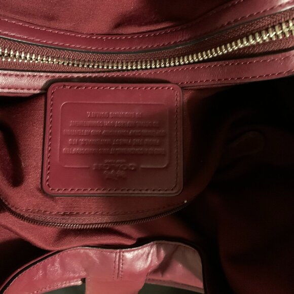 Burgundy Leather Coach Bag - Picture 3 of 5